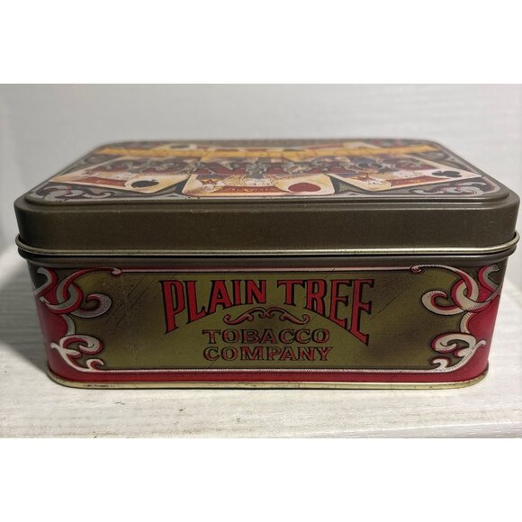 Plain Tree Tobacco Tin Box Sliced Plug Smoking Pocket Package Playing Card 5.5" - Picture 5 of 10